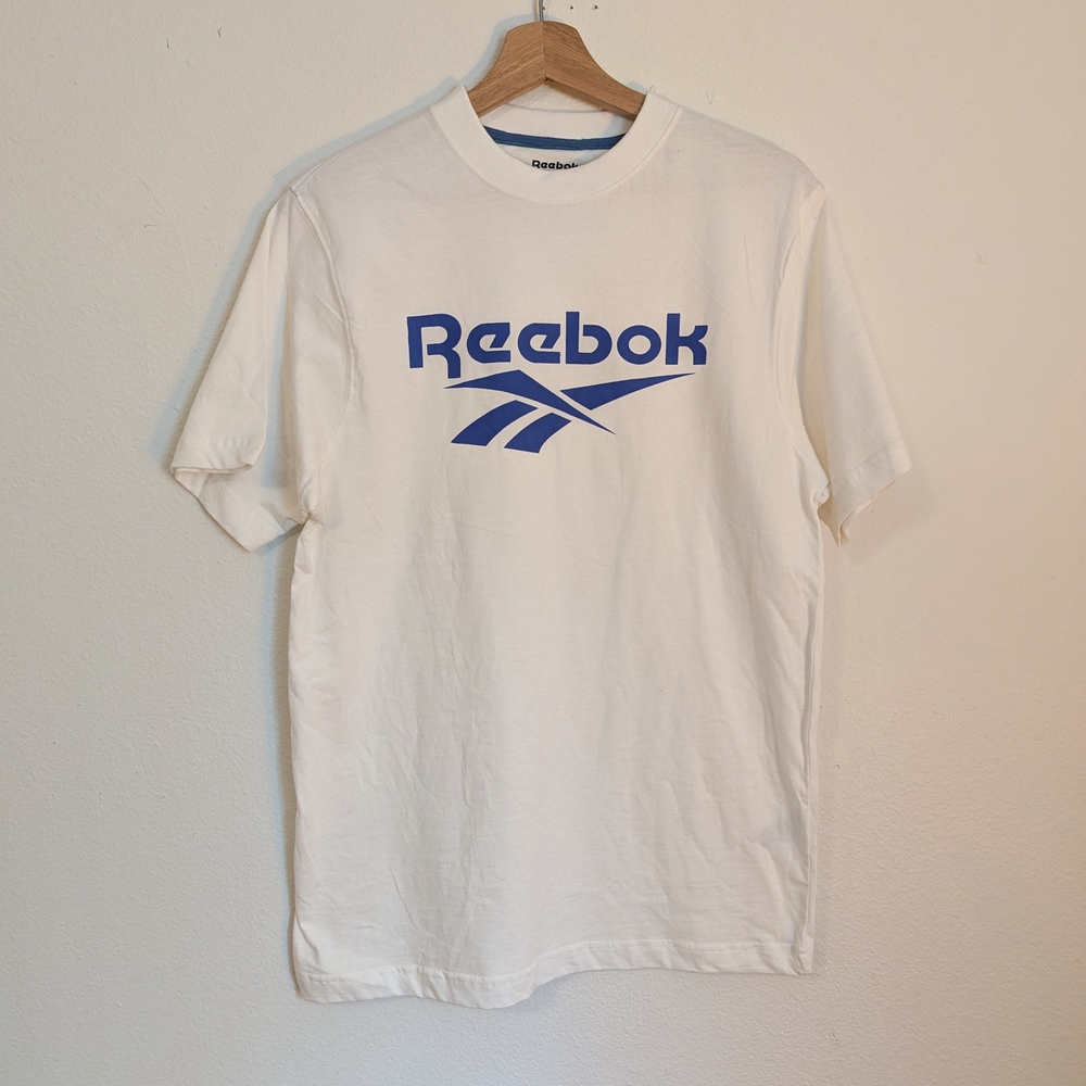 Reebok White and Blue Short Sleeve Tee